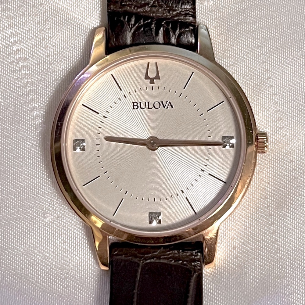 Bulova Gold-Tone Stainless Steel and Brown Leather Women’s Watch
